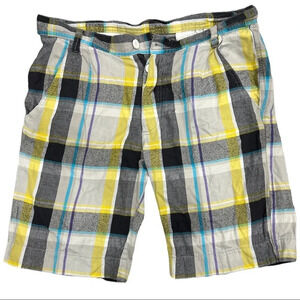 Asos Yellow Gray Plaid Flannel Shorts 32
